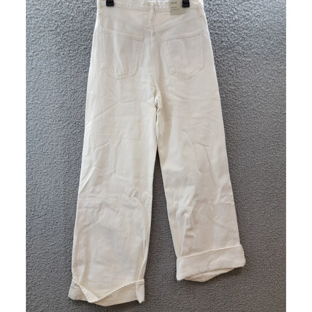 AGOLDE Dame High Rise Wide Leg Jeans Womens 27 Fortune Cookie Button Fly Closure - Picture 12 of 15